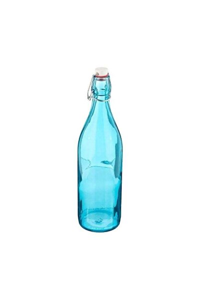 Generic زجاجة زجاجية زرقاء بغطاء علوي متأرجح - سعة 1 لتر