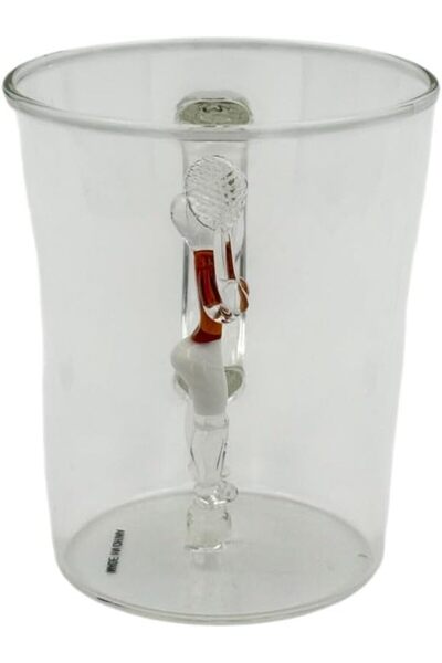 B&D Glass Mug with Decorative Tennis Character, 400 ml, Single Wall, Not Microwave Safe