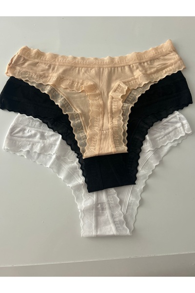 nuda luna Women's Thong Panties Bamboo-Black,White,Skin 6 Pieces