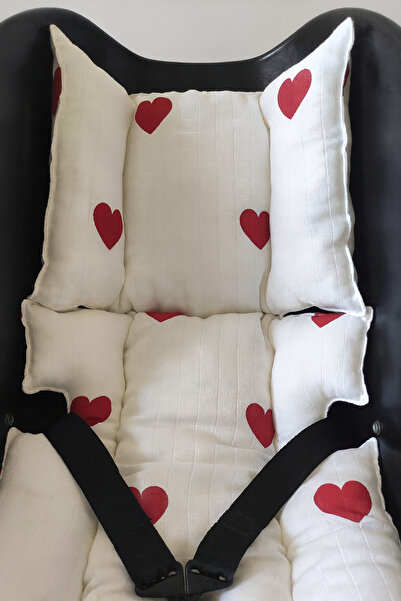 nelcollection Muslin Stroller/Car Seat Cushion, 100% Cotton, with Bib Gift