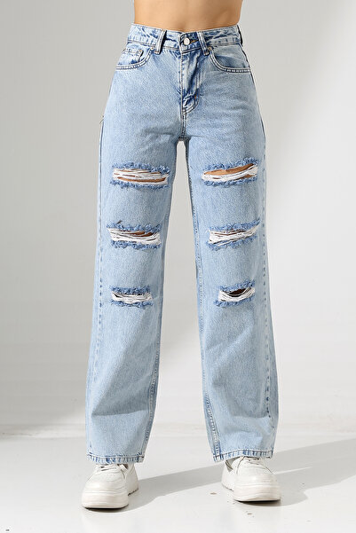 CARLA MARA Jean mom cu talie înaltă ruptă