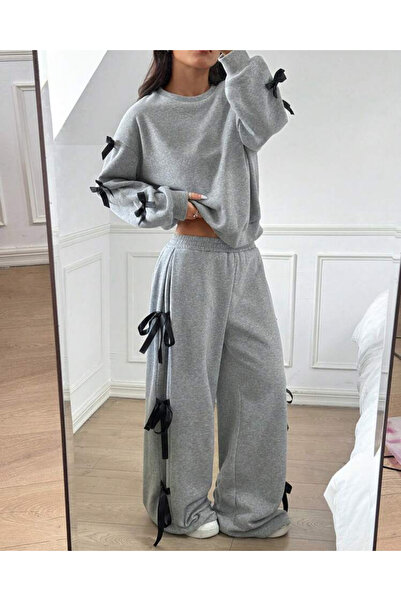 Touz Moda Ribbon Detail Alt Top Bottom Tracksuit Set