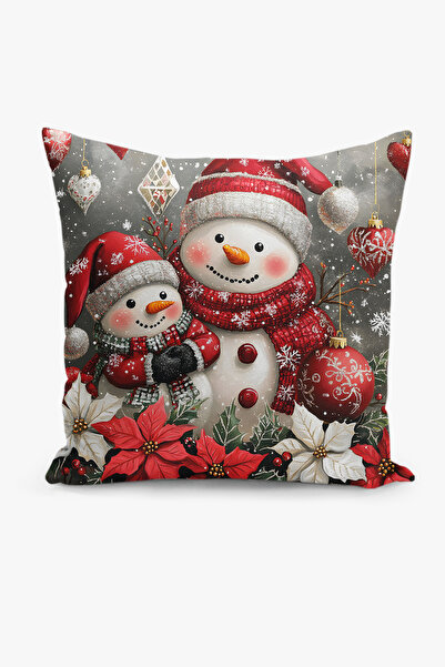 Filamente Double-Sided Digital Print Throw Pillow Cover Christmas / Winter Landscape / Christmas / Snowman Patterned