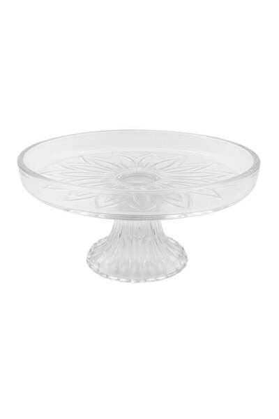 SUPPLIER حامل كعك زجاجي بقاعدة أنيقة | قطر ١٨ سم | طبق تقديم دائري شفاف