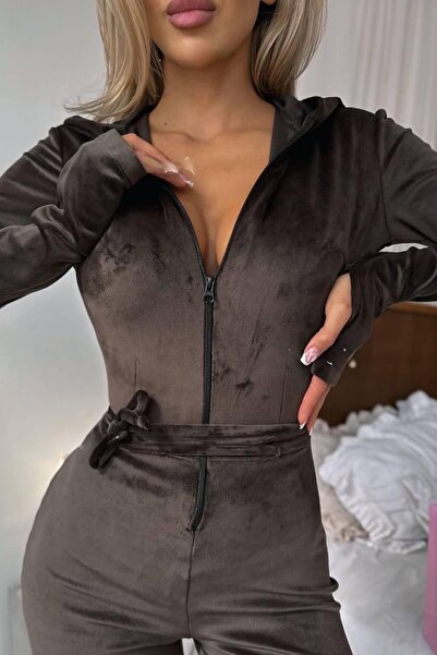 Fashiontayt Silk Velvet Is Flared Pşonlu Tulum