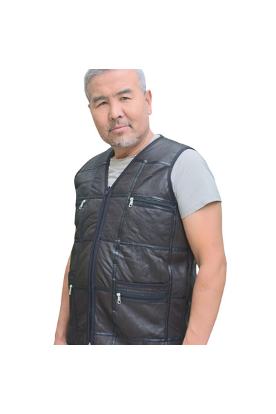 Sir Cliffson Genuine Lambskin Leather Inside Real Fur Men's Vest
