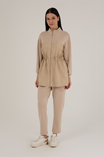 Jupe Women's Quilted Garnished Modal Fabric Double Set 8584