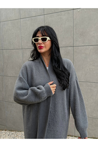 Myra Soft Texture Long Cardigan-Anthracite