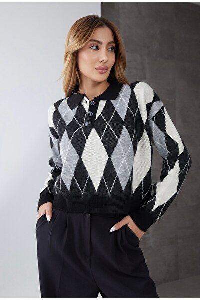 Butik Baklava Desenli Triko Kazak