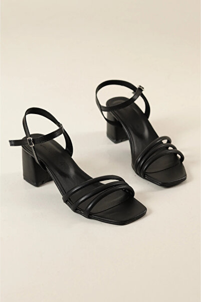 Firibu Topuklu 3 Biye Taşsız Rahat Kısa Kalın Topuk Topuklu Ayakkabı