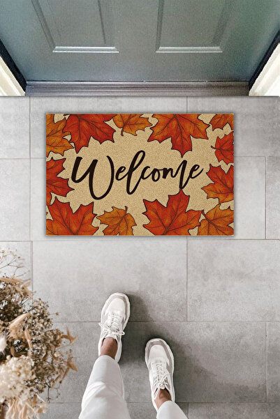 Dormot Dekoratif Dijital Paspas Kişiye Özel Tasarım Sonbahar Welcome Kapı Önü...