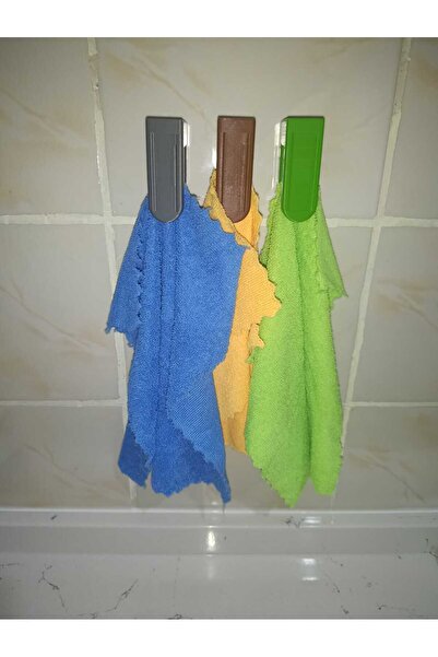 3D PLUS حامل مناشف ذكي، طقم من قطعتين باللون البني - لاصق بدون ثقب، مع نظام ت...