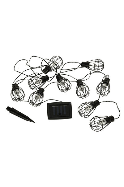 UBX Solar garland, 10 LEDs, IP44, plastic, black