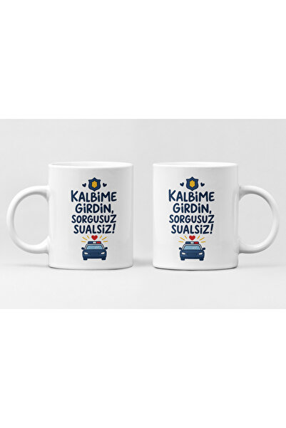 Nino Store Enter My Heart Without Questions, Without Questions Police Themed Humorous Lover, Occupation Gift Mug Cup
