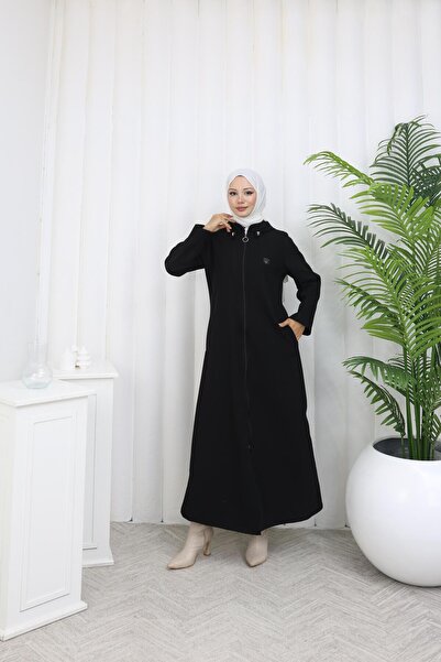 RAZENCİ معطف كاشي نسائي مستورد طويل بدون تكتل مع جيوب وتفاصيل سحاب