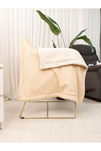 Atölye Eda Exclusive Lamb Wool Baby Blanket 90X100 cm Double Sided Sheep Wool Blanket 90X100