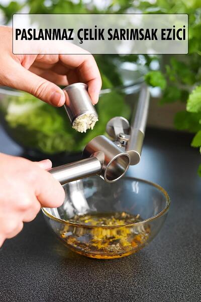 Mustran Stainless Metal Garlic and Ginger Masher Chopper with Chamber