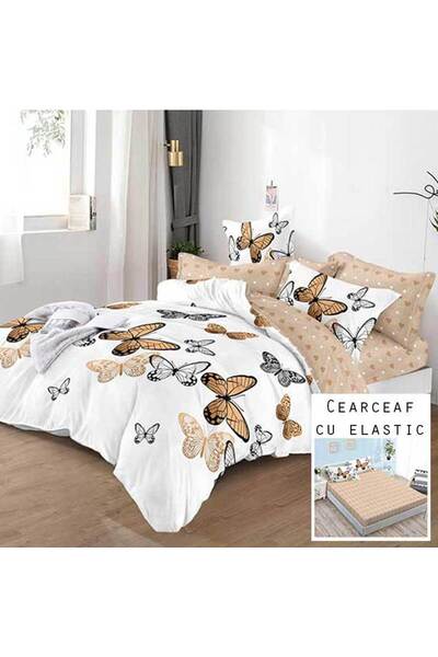 Patul Lenjerie de pat, Bumbac Finet, Pucioasa, Pat Dublu, 2 Persoane, Cearceaf cu elastic