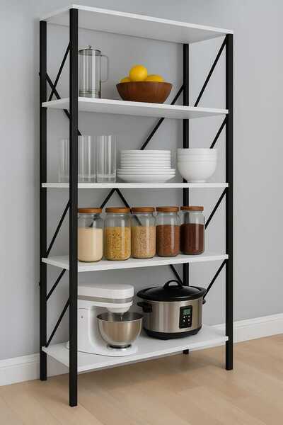 DEKOZUM OSCAR Mutfak Rafı Mikrodalga Fırın Rafı Çok Amaçlı Raf 150 CM BEYAZ