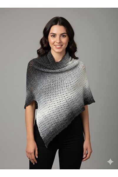 Talinhandmade Hand Knitted Cotton Shawl, Four Transitional 210X90 cm