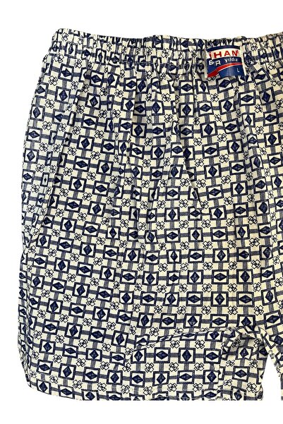 Çeşme Home Cihan Men's 100% Cotton Patterned Woven Boxer Shorts – Black and White