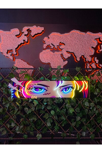 Neonite 'ANİME GÖZLÜ KIZ'' Işıklı ve Uv Baskılı Neon Led Dekoratif Duvar Tabe...