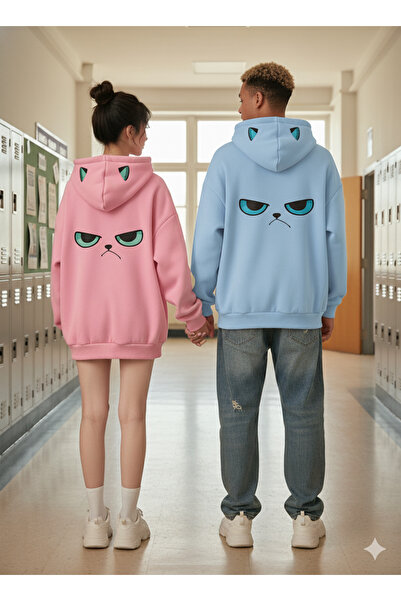 NİCE Dear Couple Combination 2-Piece Women/Unisex Funny Angry Face Hoodie