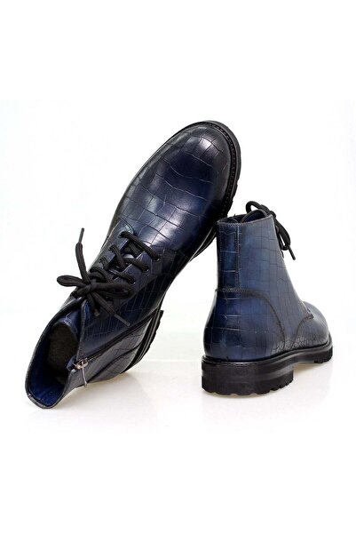 FRANCO CALVANI Cobalt Color Lace up Khaki Leather Men's Shoes