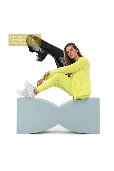 NOLIHOO Kadın Kadife Eşofman Takımı Kapüşonlu Fermuarlı Lastikli Paça Şık Rahat Model