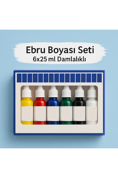 KarmaOfis Ebru Boyası Seti 6x25 ml Damlalıklı – 6 Renk