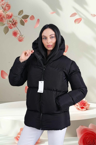 HERZA Women's Black Inflatable Hooded Coat