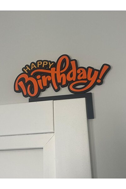 Mady Aksesuar Χρόνια πολλά, Γωνιακό στολίδι για την πόρτα με φιγούρα γενεθλίων, χρώμα πορτοκαλί-μαύρο