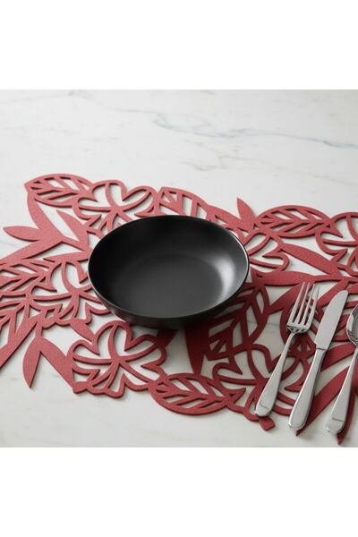 Grand Fine Art 2 Pieces Felt American Service Rectangular Placemat 33X44 Cm-Leaf Pattern Placemat