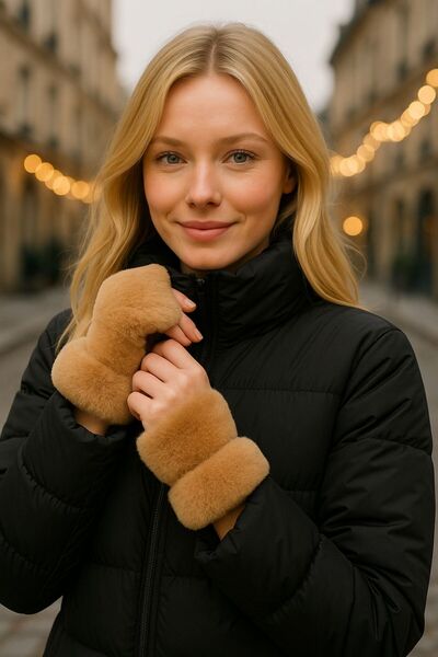 FELLMENS Camel Cut Soft Textured Plush Women's Gloves