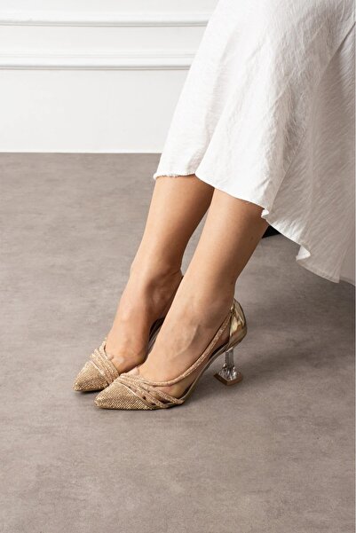 Cohy حذاء نسائي بكعب عالٍ من الكريستال الشفاف لحفلات الزفاف والخطوبة