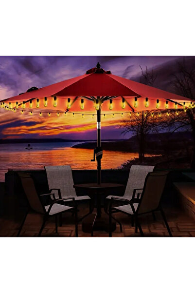 UBX Lighting garland, with solar panel, 30 LED-lights, warm white, waterproof, 6 m long, black