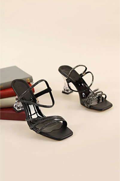 Firibu Topuklu 3 Biye Taşsız Rahat Kısa Kalın Topuk Topuklu Ayakkabı