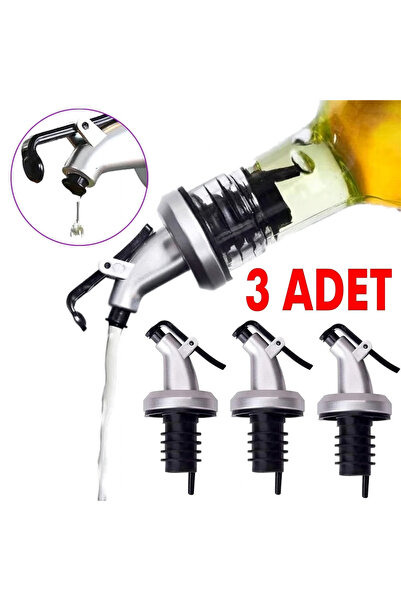 Yağdanlık ve Sos Şişesi Dökme Başlığı 3 Adet | Sızdırmaz Kapaklı Akıtıcı Uç Seti