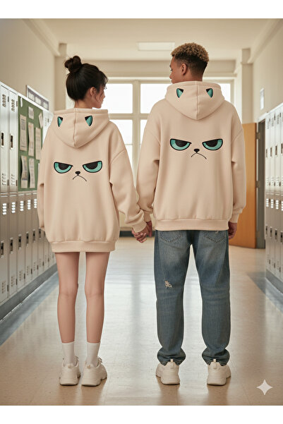 NİCE Αγαπητέ ζευγάρι Συνδυασμένο Φούτερ με κουκούλα 2 τεμαχίων για γυναίκες/Unisex Funny Angry Face