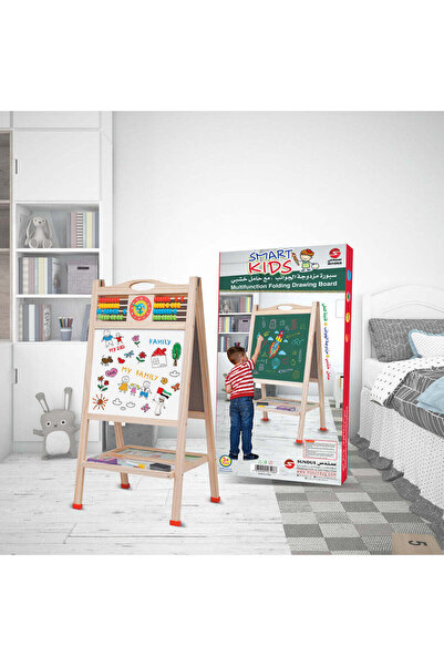 SUNDUS حامل الرسم الذكي للأطفال ذو الوجهين مع قاعدة خشبية عالية الجودة