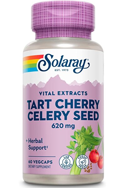Solaray بذور الكرز الحامض والكرفس | مستويات حمض اليوريك الصحية، دعم المفاصل | 60 كبسولة نباتية
