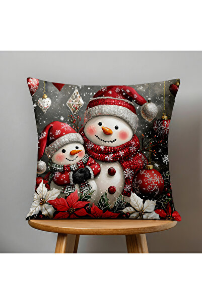 Filamente Double-Sided Digital Print Throw Pillow Cover Christmas / Winter Landscape / Christmas / Snowman Patterned