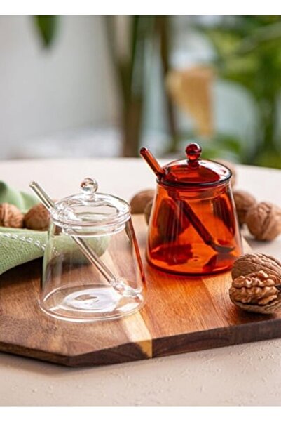 RİVO HOME DECOR Glass Jam Bowl Amber 10 cm