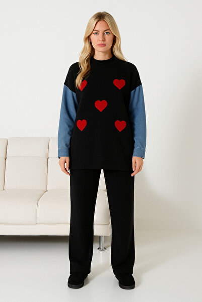 Welike Women's oversize set with denim sleeves