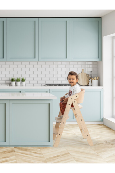 MAMATOYZ Scaun de masa pliabil din lemn MamaToyz, multifunctional si transformabil cu masuta, 6 luni - adoles