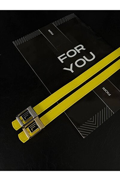 Fiori 2-Piece F Logo Gold-Silver Buckle Women's Belt, Women's Belt, Trouser Belt, Coat Belt