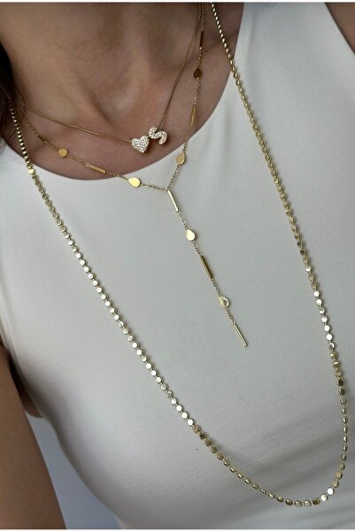 Xui Trend Model Çelik Uzun Ezme Zincir Kolye 80cm