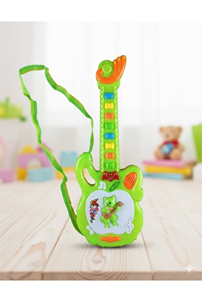 abnturk Sesli ve Işıklı Askılı Oyuncak Gitar - Eğitici Müzikli Mini Gitar, Ge...