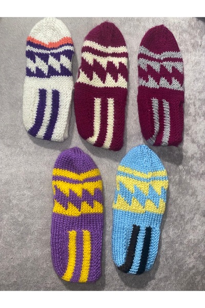 MESKSTORE 5 Çift El Örgü Sıcak&Yumuşak Tutan Kışlık Patik 36