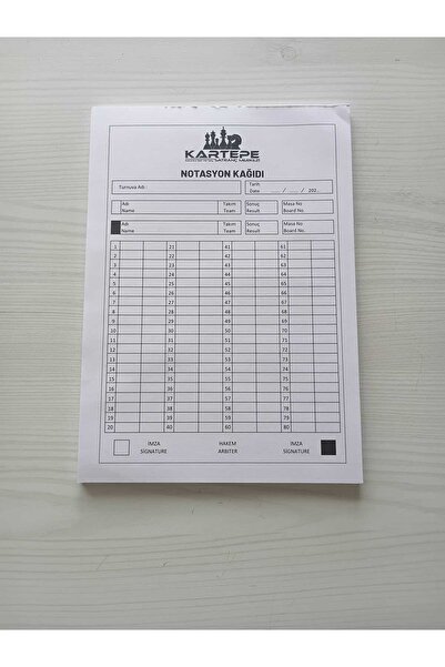 KARTEPE SATRANÇ MERKEZİ A5 SATRANÇ NOTASYON DEFTERİ - 50 YAPRAK (10 ADET)